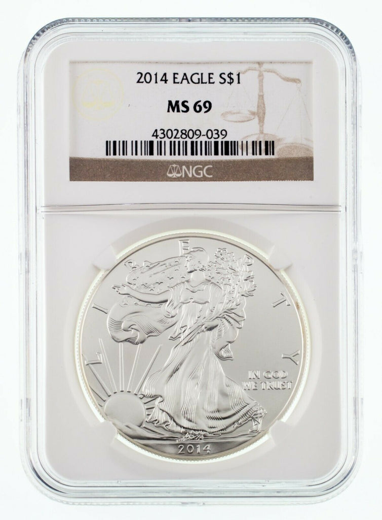 2014 $1 Silver American Eagle Graded by NGC as MS-69