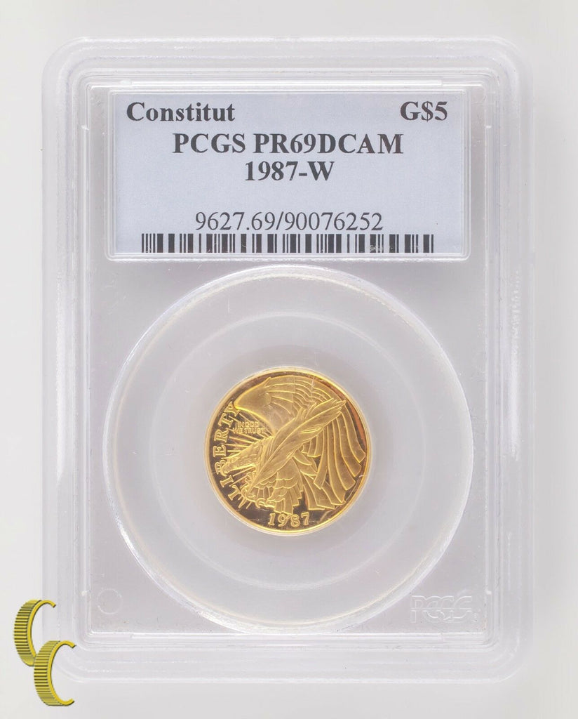 1987-W G$5 Constitution Gold Commemorative Graded by PCGS as PR-69 DCAM