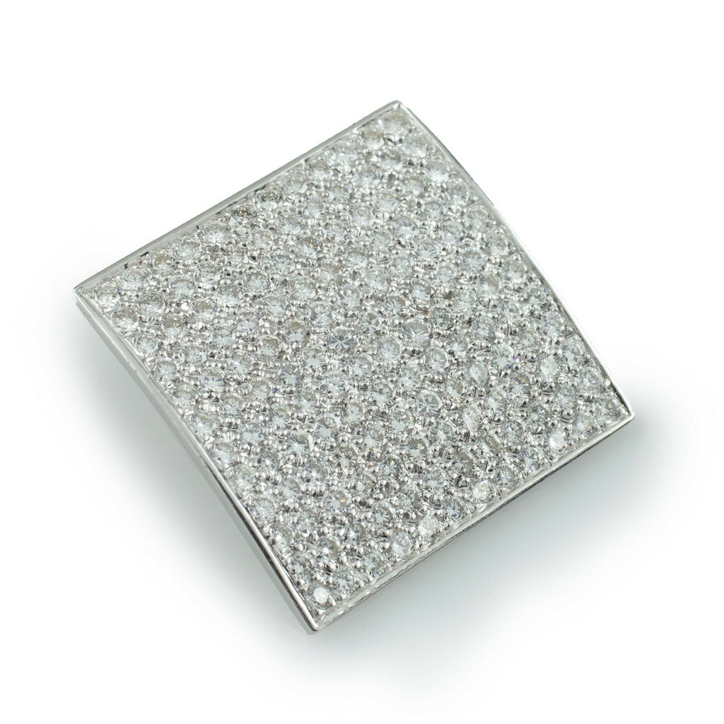 3.50 Carat Diamond 18k White Gold Square Plaque Pendant