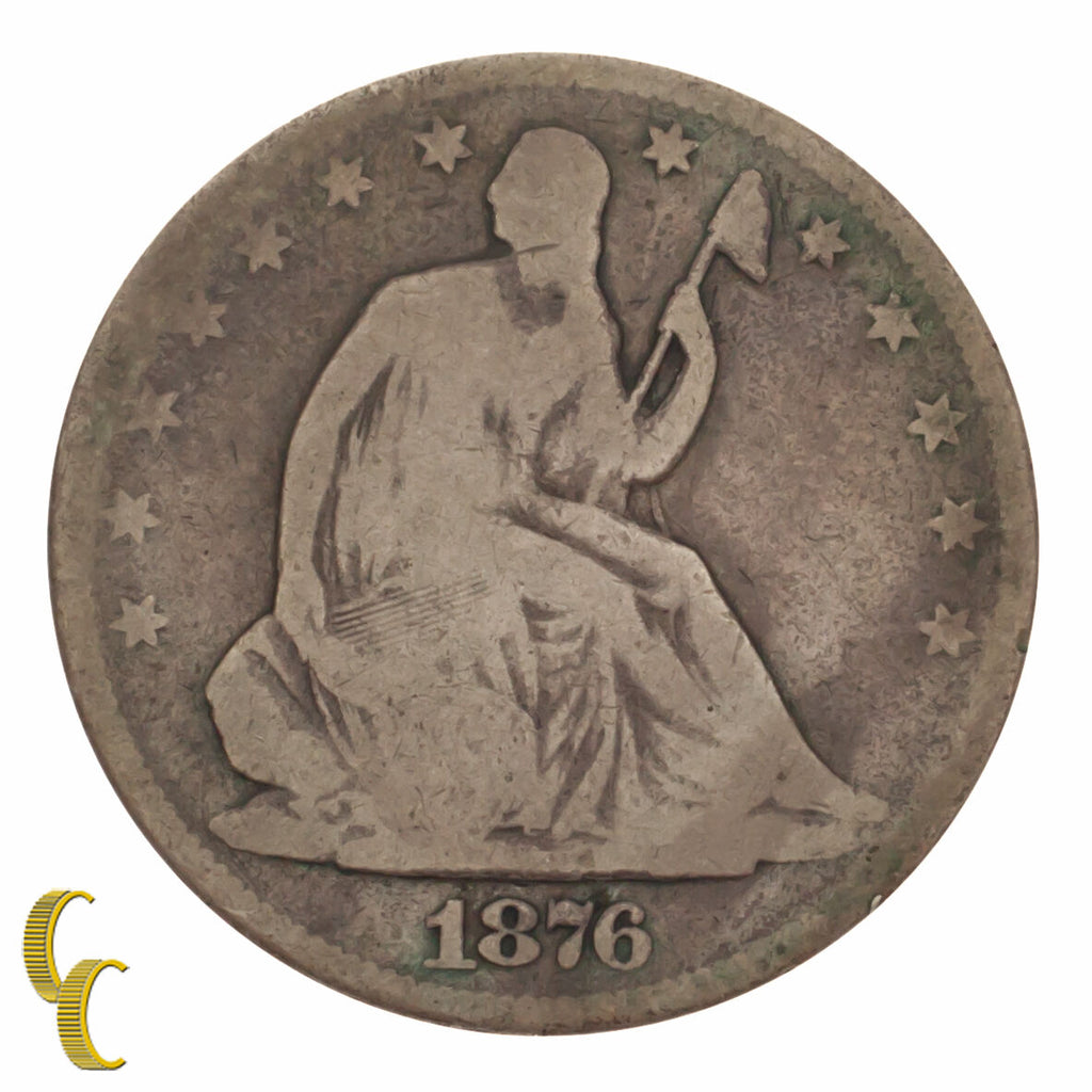 1876 Silver Seated Liberty Half Dollar 50C (Good, G Condition)