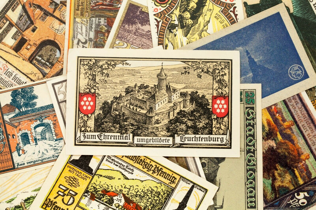 1920's Germany Notgeld Money 25pc City Views - Freiburg, Juterbog, Ratzburg