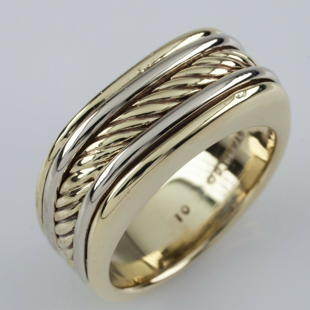 David Yurman Thoroughbred 18k Multi-Color Gold Cigar Ring Size 9.75