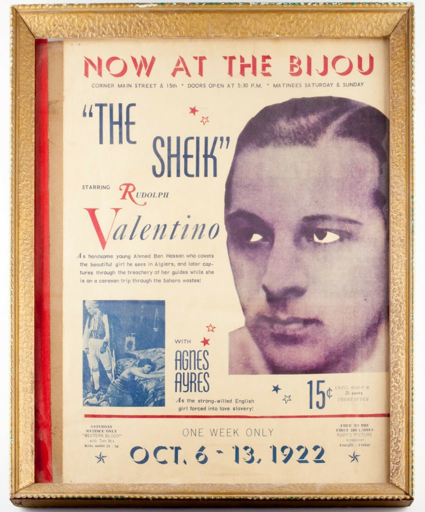 Original Movie Poster for "The Sheik" Starring Rudolph Valentino October 1922