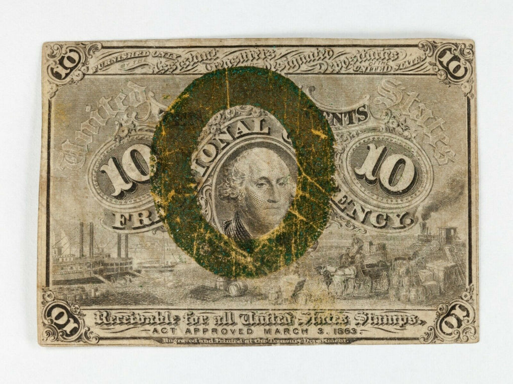 10C Fractional Currency Note Second Issue FR 1245 Very Fine VF Condition