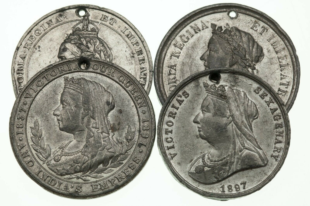 1897 Great Britain Queen Victoria's Diamond Jubilee Medallion Lot of 4