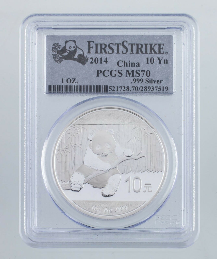 2014 China 10 Yuan Silver Panda Graded by PCGS as MS-70 First Strike