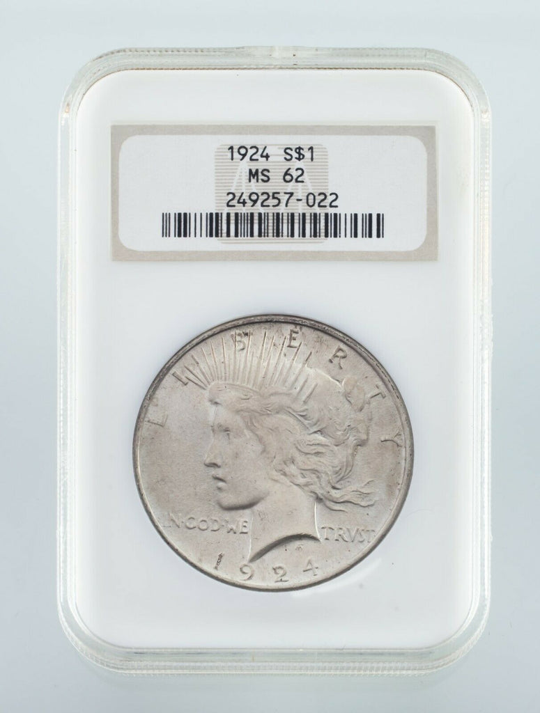 1924 $1 Silver Peace Dollar Graded by NGC as MS62! Gorgeous Dollar!