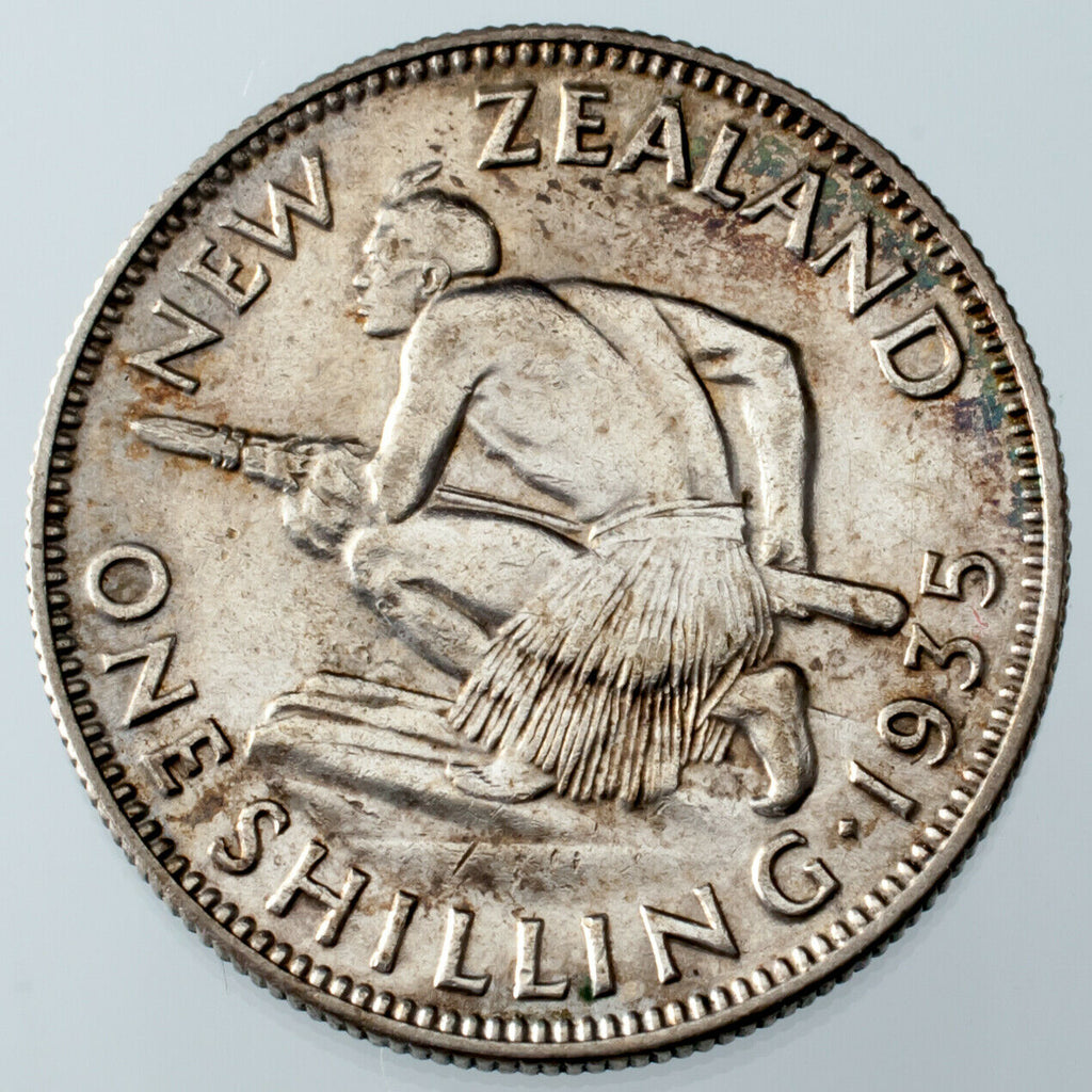 1935 New Zealand Silver Shilling KM #3 XF Condition