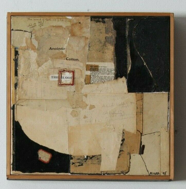 Mixed Media Collage by Father Bill Moore on Canvas 12 x 12 in Wood Frame