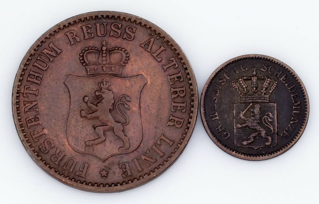 German States 2-Coin Lot, 1868 3-Pfennig 1870 1-Kreuzer