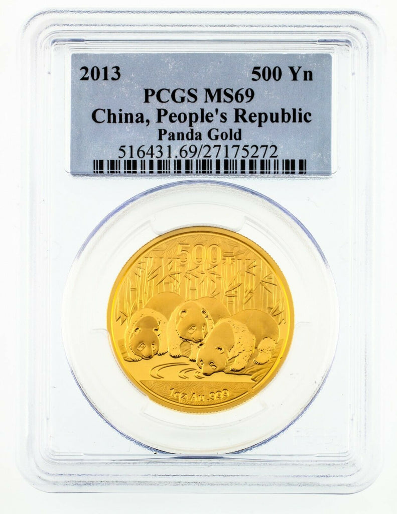 2013 China 1 Oz. Gold Panda 500 Yuan Graded by PCGS as MS69