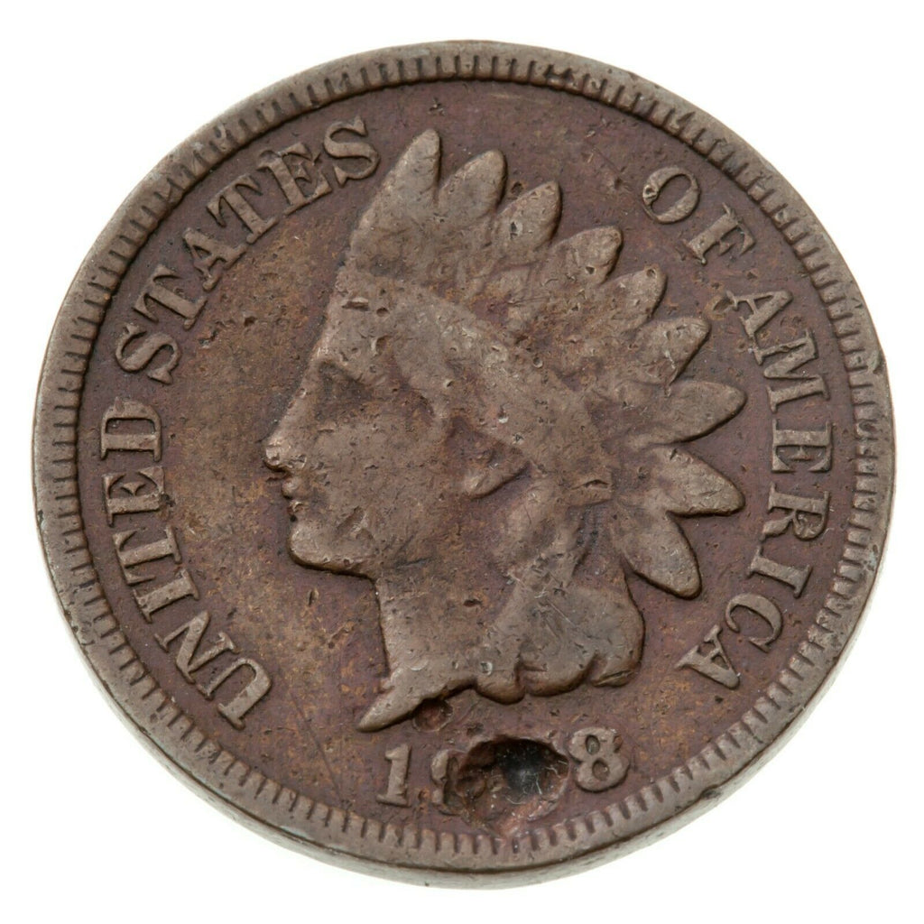 1908-S 1C Indian Head Cent in AG Condition, Abrasions, Punch on Date, Not Bad