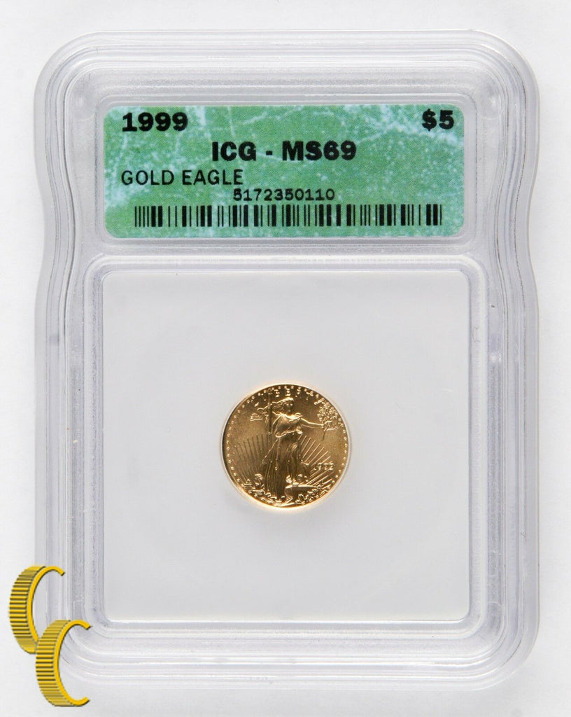 1999  1/10 Ounce $5 Gold American Eagle Graded MS-69 by ICG Gold Bullion