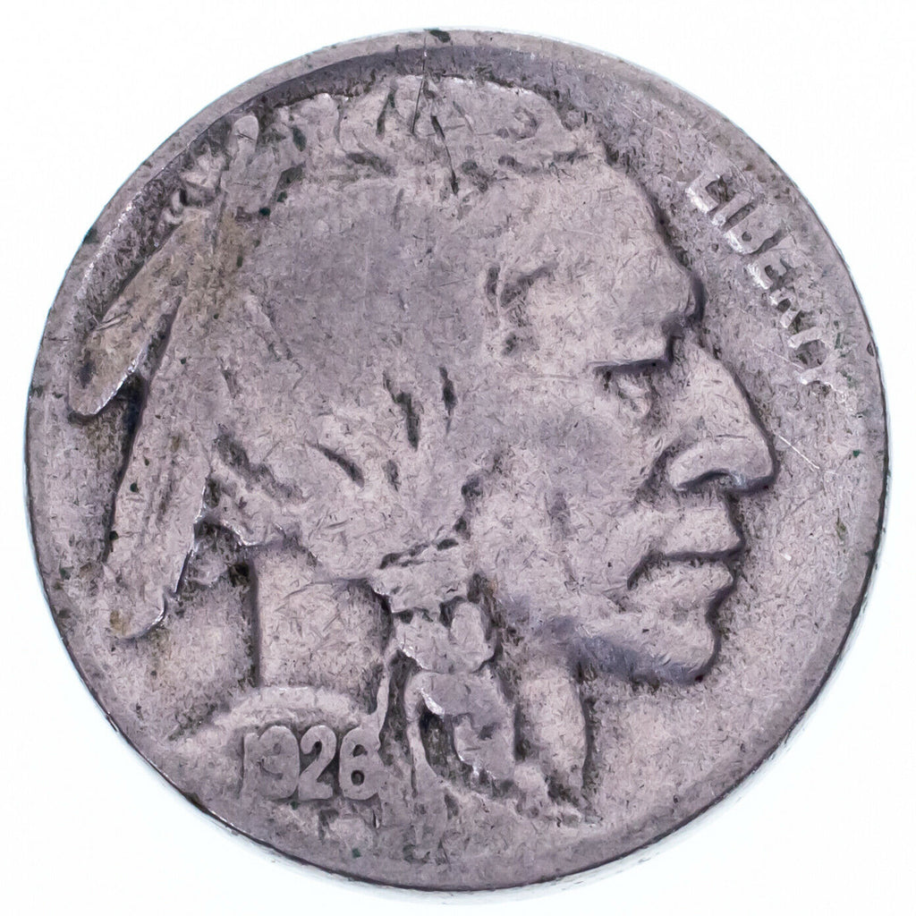 1926-S 5C Buffalo Nickel in VG Condition, Natural Color, Reverse Letters Clear