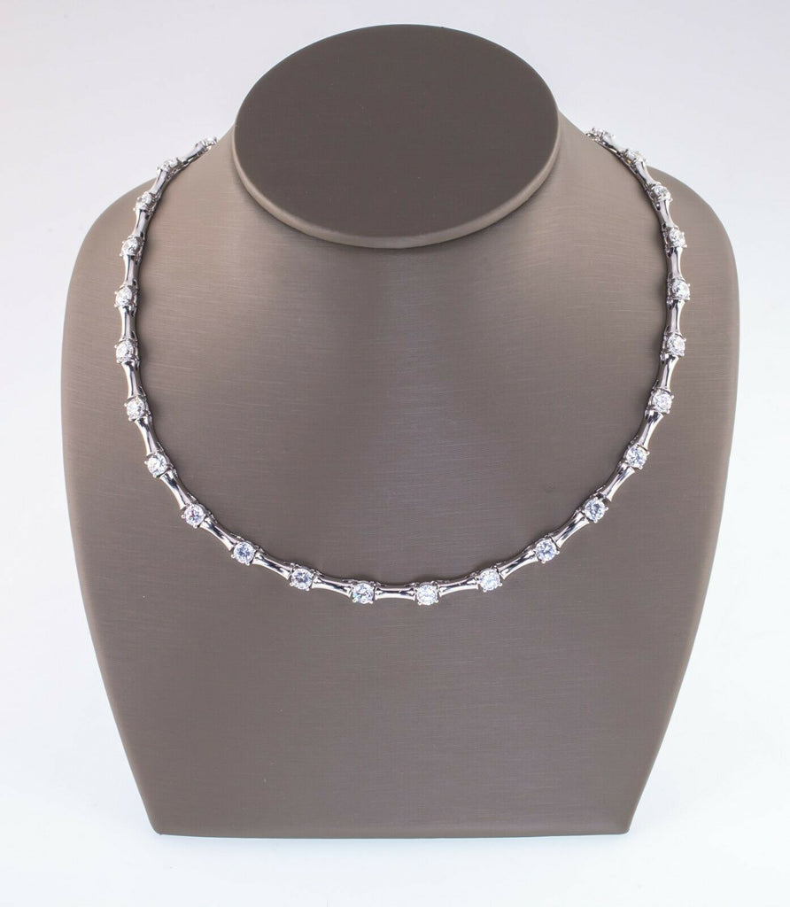7.00ct t.w. Gorgeous CZ Necklace Set In Rhodium Plated Sterling, 16"