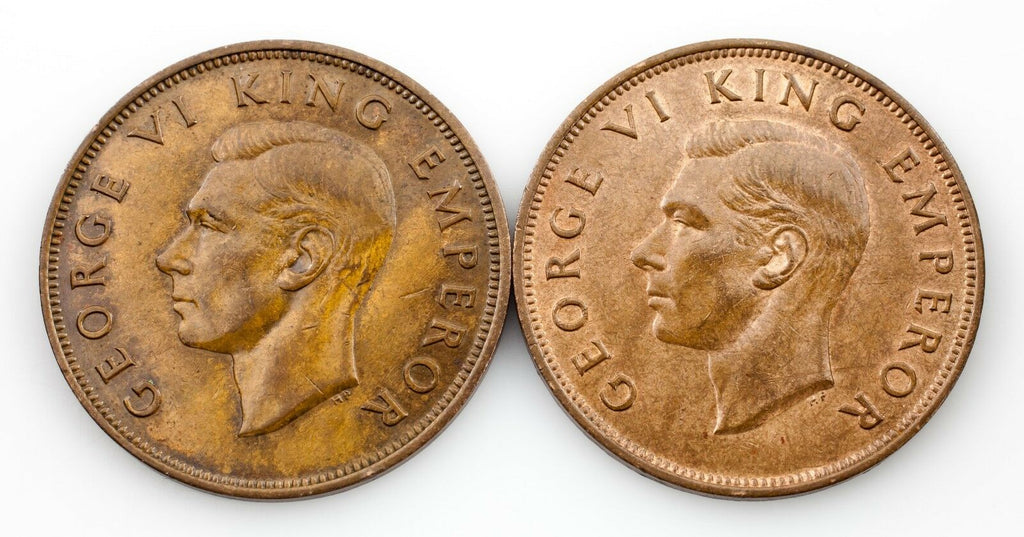 Lot of 2 New Zealand Pennies (1940 and 1943) XF - Unc Condition KM #13