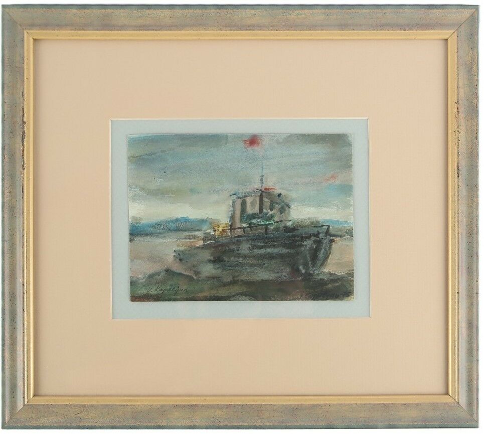 Untitled (Boat Painting) by Joseph Kapelyan Watercolor on Paper Signed