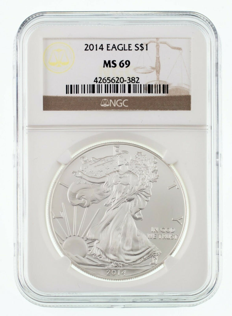 2014 $1 Silver American Eagle Graded by NGC as MS-69