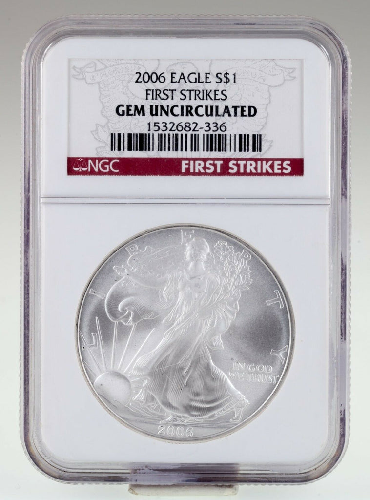 2006 $1 Silver American Eagle Graded by NGC as Gem Uncirculated First Strikes