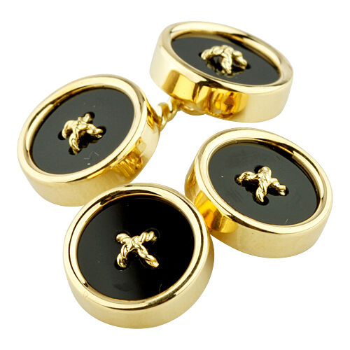 18k Yellow Gold Tiffany & Co. Vintage Onyx Button Cufflinks Great Condition!