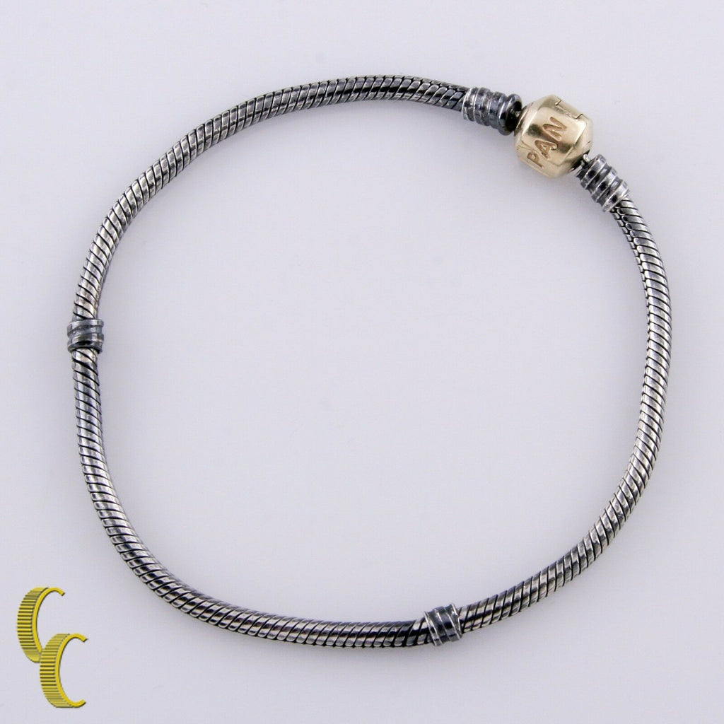Pandora Sterling Silver & 14k Yellow Gold Snake Chain Bracelet 8 3/8"
