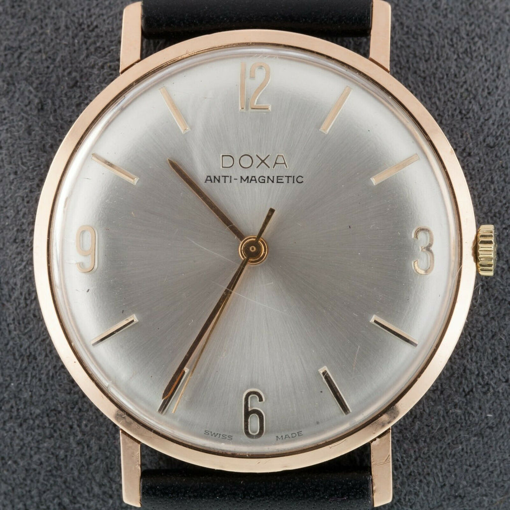 14k Rose Gold Doxa Men's Hand-Winding Watch w/ Leather Band