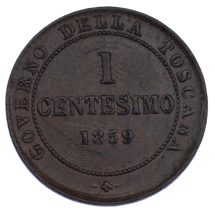 1859 Italian States Tuscany 1 Centesimo, UNC Condition C# 81