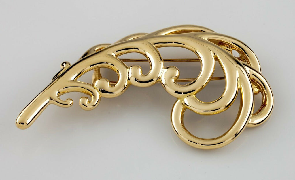Tiffany & Co. 1980 18k Yellow Gold Paloma Picasso Large Plume Brooch