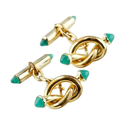 14k Gold Plated Krementz Vintage Jade Cufflinks Gorgeous Gift!