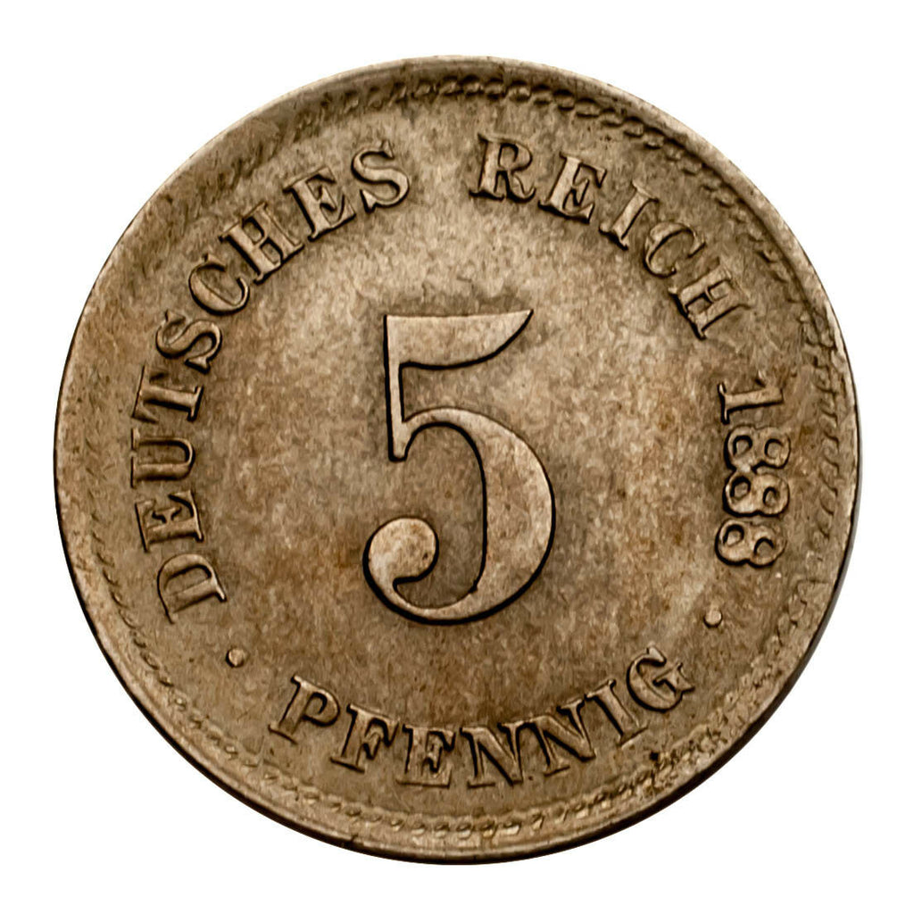 1888-D Germany 5 Pfenning Munich Mint About Uncirculated Condition