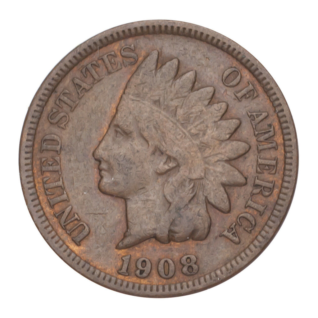 1908-S Indian Head Cent 1C Penny (Fine, F Condition)