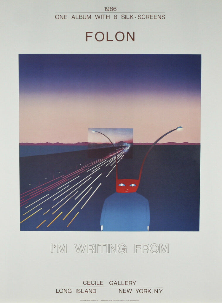 "I Am Writing From Mt. Fuji" by Jean Michael Folon Poster 30"x22"