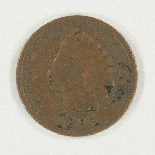 1897 Indian Head 1C Cent 1 in Neck Good Condition, Brown Color FS#1C011.5