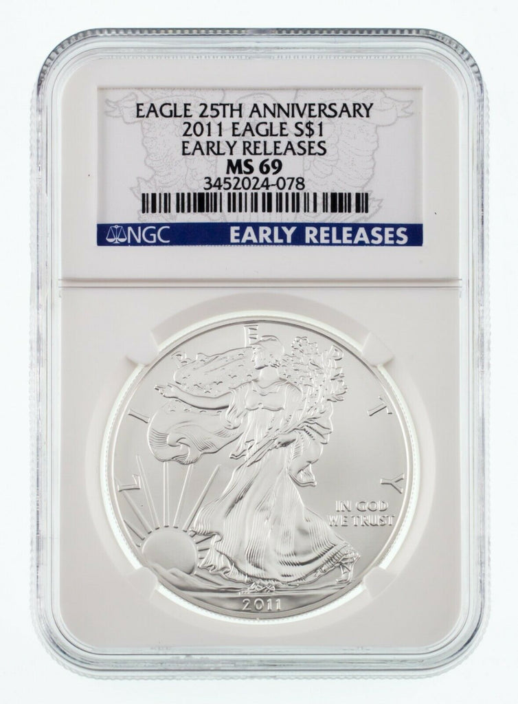 2011 American Silver Eagle 25th Anniversary Graded by NGC as MS-69
