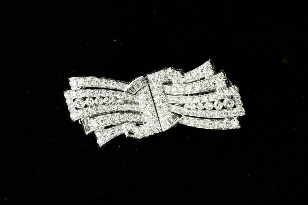 18k White Gold and Platinum Diamond Double Clip/Brooch TDW = 5.10 ct