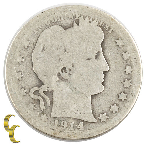 1914-S Barber Silver Quarter 25c (AG) About Good Condition