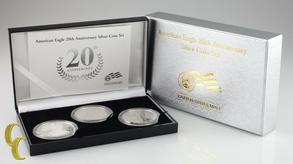 2006 Silver American Eagle 20th Anniversary 3-Coin Set w/ Box & CoA