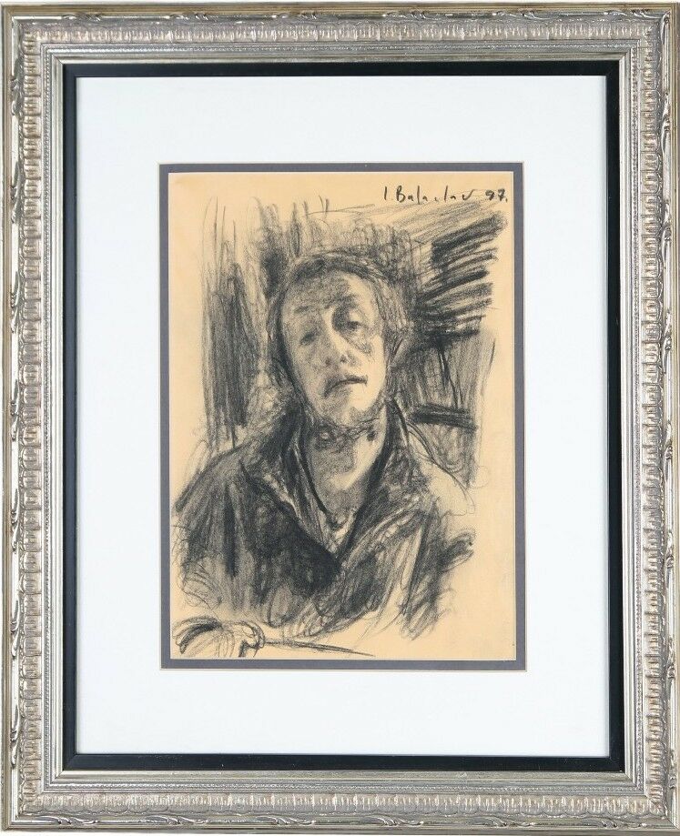Leonid Balaklav Self-Portrait Charcoal on Paper 19" x 16" Signed & Dated 1997