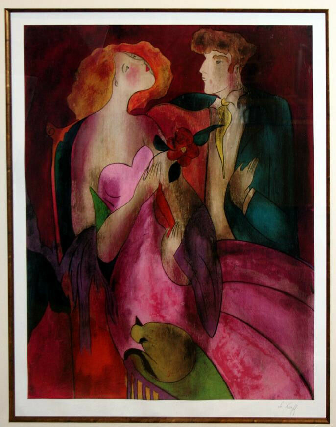 "Robe du Soire" by Linda Le Kinff Signed Framed Seriolithograph Print 48"x41"