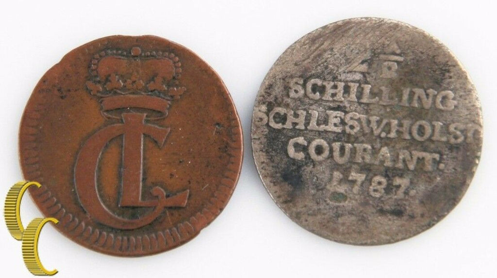 German States, 1728 Hesse-Kassel Heller & 1787 Schleswig-Holstein 2-1/2 Shilling