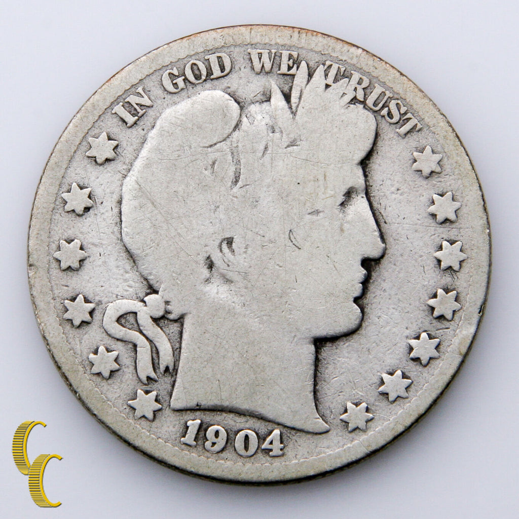 1904-S Silver Barber Half Dollar 50c (AG+) About Good Plus Condition
