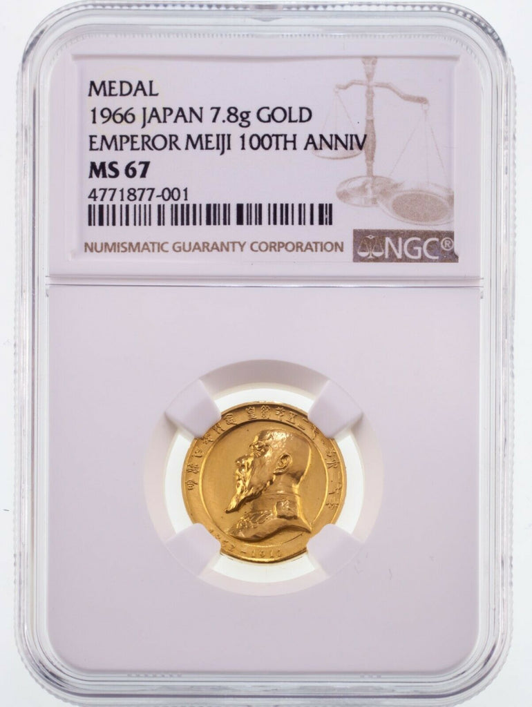 1966 Japan Gold Medal Emperor Meiji 100th Anniversary Graded by NGC as MS-67