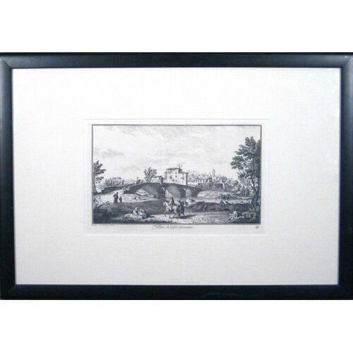 "Veduta di Castel Fiorentino" by Giuseppe Zocchi Etching Framed 27 1/4"x39 1/8"