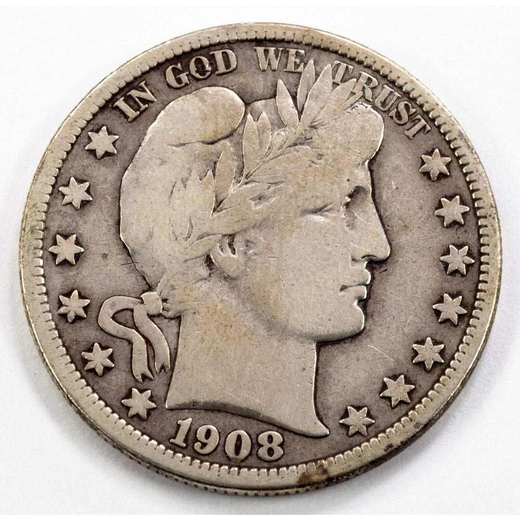 1908-D 50C Barber Half Dollar in Fine Condition, Natural Color