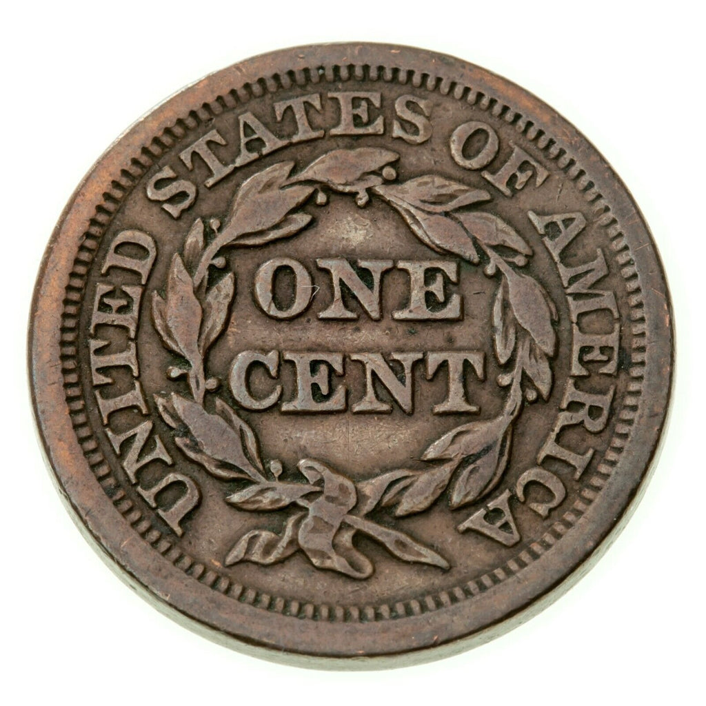 1854 1C Large Cent in Very Fine VF Condition, All Brown Color, Nice Detail