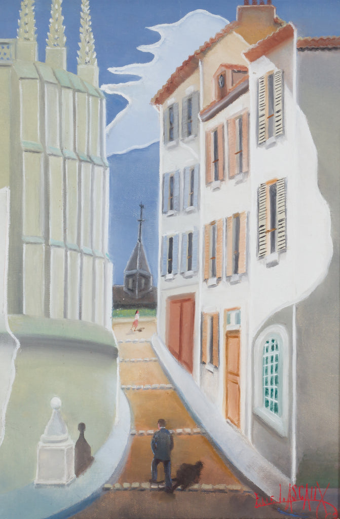 Elie Lascaux Modernist Architecture Original Oil Paintings on Canvas