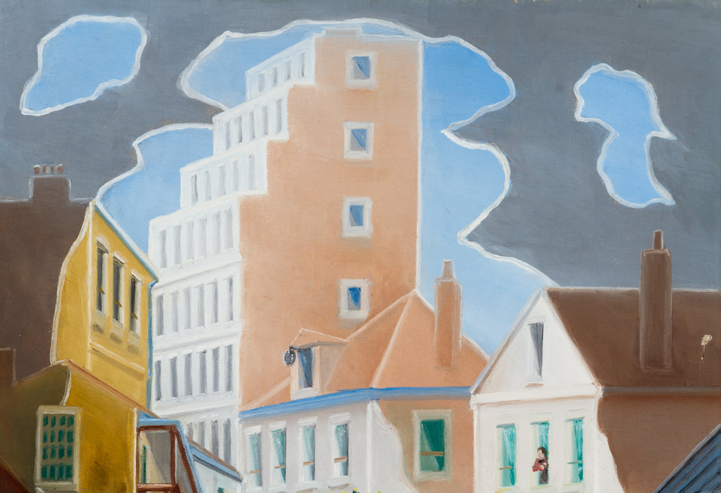 Elie Lascaux Modernist Architecture Original Oil Paintings on Canvas