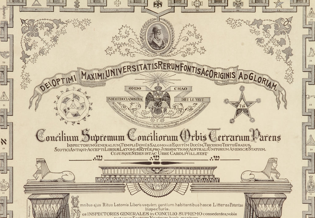 1929 Freemason Masonic Degree Certificate in Frame Gorgeous Memorabilia!