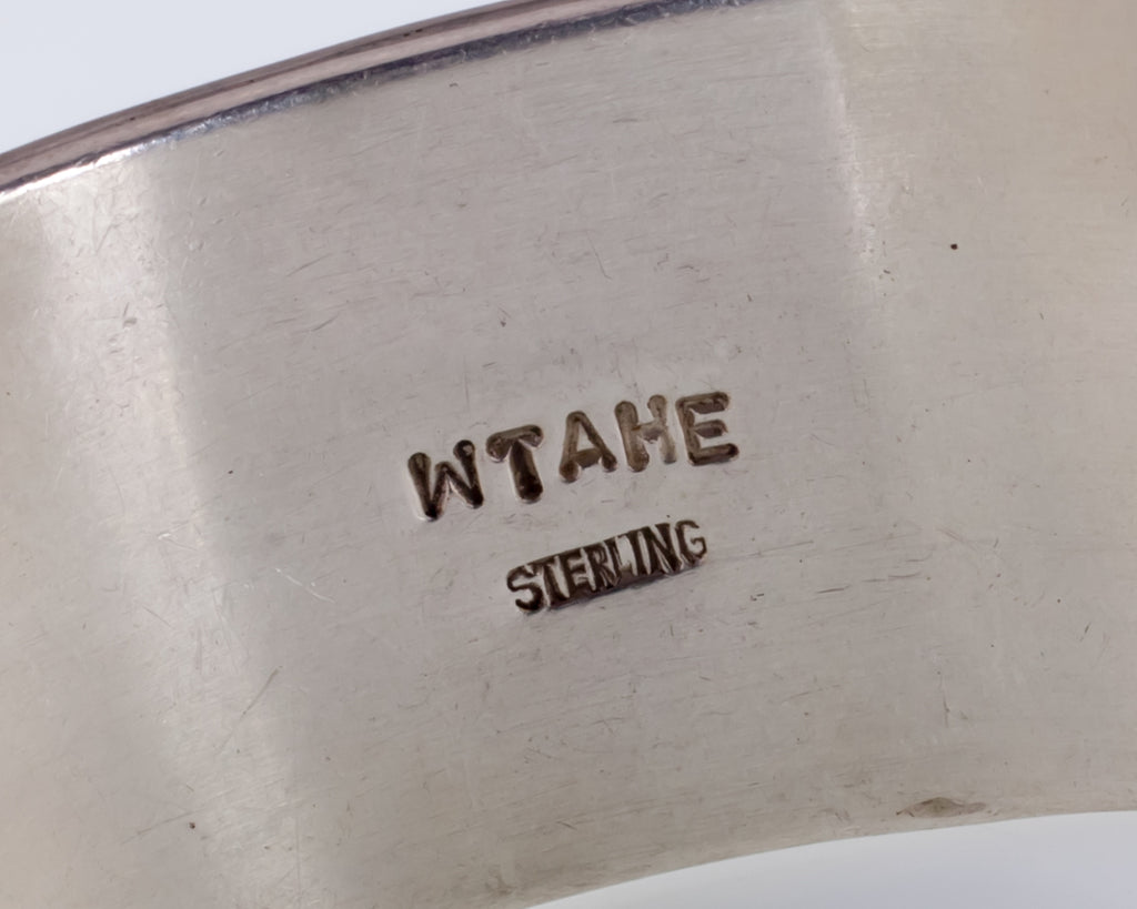Navajo W. TAHE Stamp Design Sterling Silver Cuff Bracelet