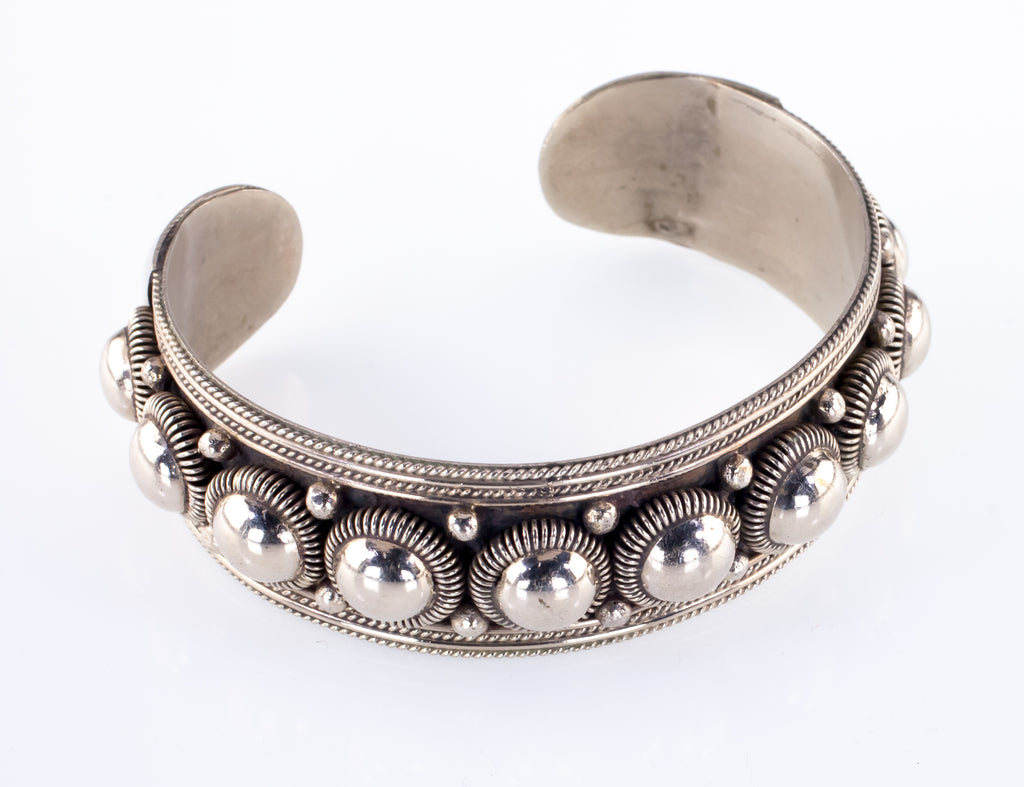 Siam Sterling Silver Dome and Wire Cuff Bracelet!